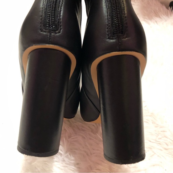 Asos Design Black Leather Booties cylinder heel size 8 zipper - Picture 5 of 15